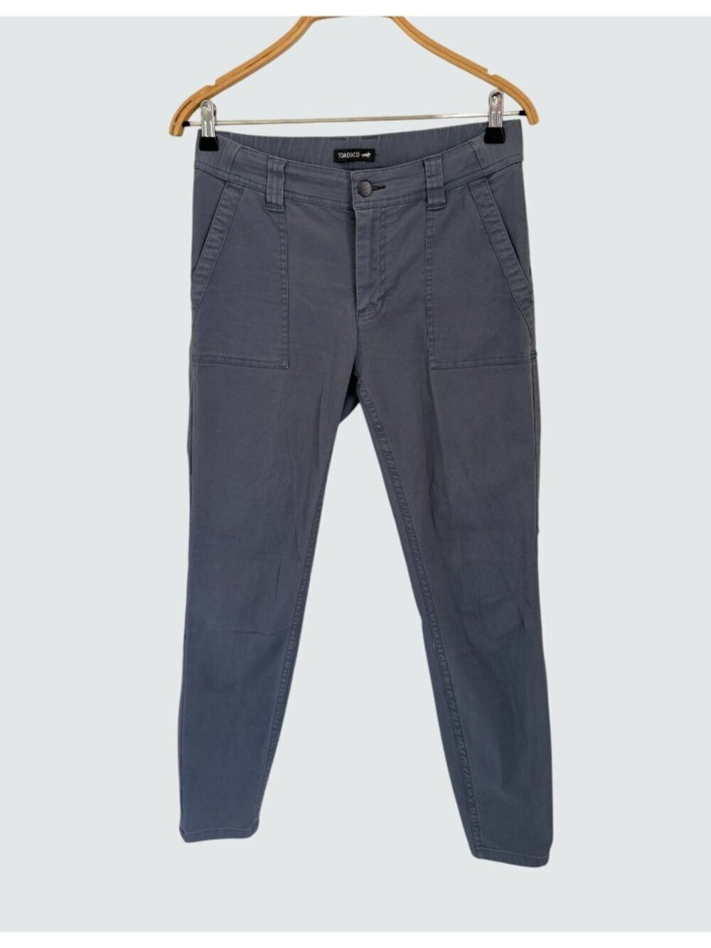 Toad&Co Womens Organic Cotton Blend Pants Size 6 Gray Blue With Pockets Eco-Frie